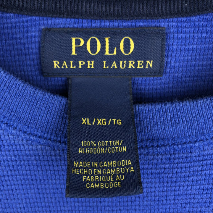 Ralph Lauren POLO RALPH LAUREN Thermal Long T-shirt Waffle Men's XL cotton blue type Vintage Second Hand