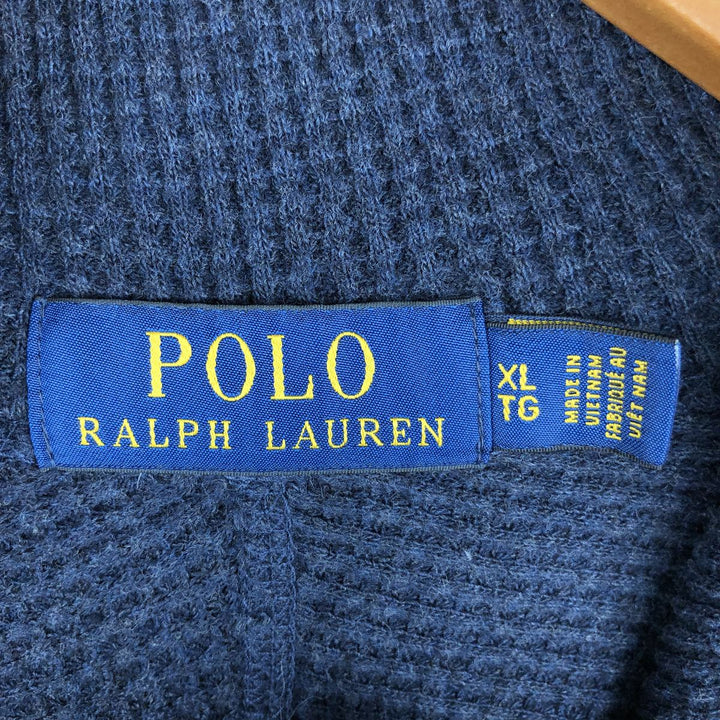 Ralph Lauren POLO RALPH LAUREN Hooded Thermal T-Shirt, Waffle, Men's XL cotton navy blue type Vintage Second Hand