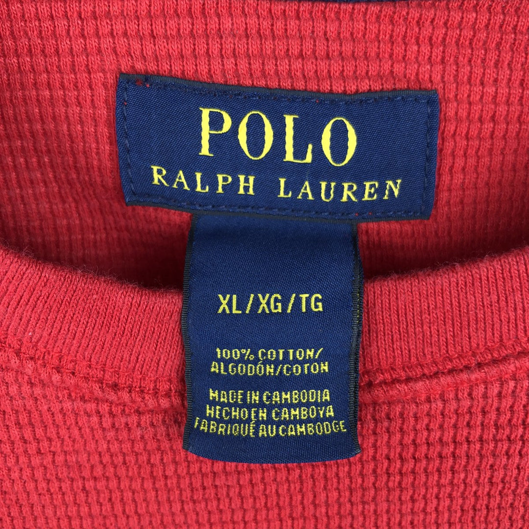 Ralph Lauren POLO RALPH LAUREN Thermal Long T-shirt Waffle Men's XL cotton red type Vintage Second Hand