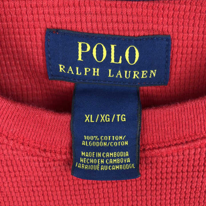 Ralph Lauren POLO RALPH LAUREN Thermal Long T-shirt Waffle Men's XL cotton red type Vintage Second Hand
