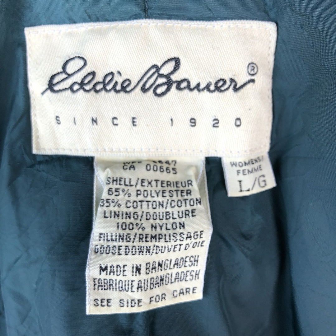 90'S Eddie Bauer SNOWLINE Goose Down Jacket, Women's, Size L polyester green type Vintage Second Hand