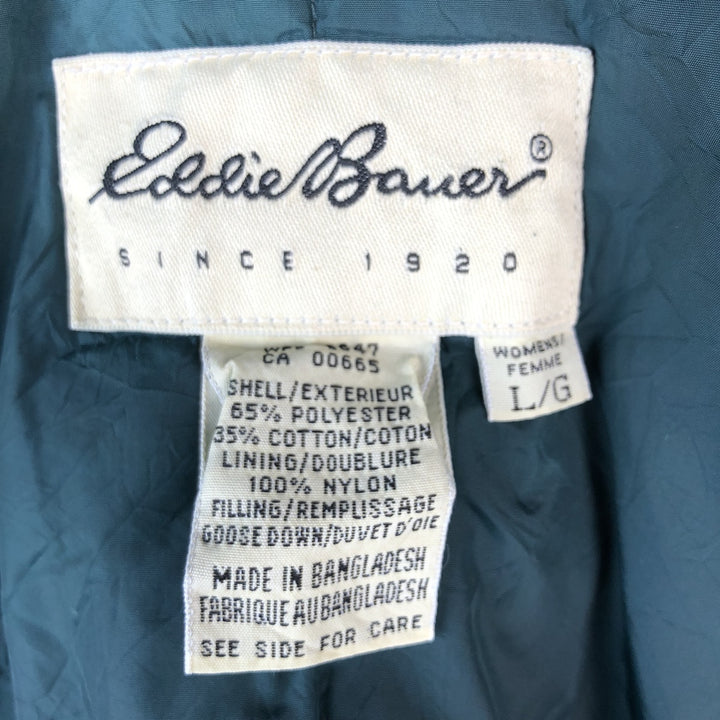 90'S Eddie Bauer SNOWLINE Goose Down Jacket, Women's, Size L polyester green type Vintage Second Hand