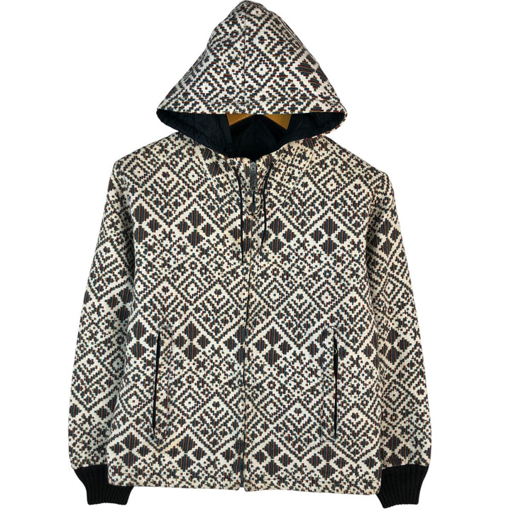 CLARK COATS All-Over Print Reversible Cotton Parka, Women's Size M unclear white type Vintage Second Hand