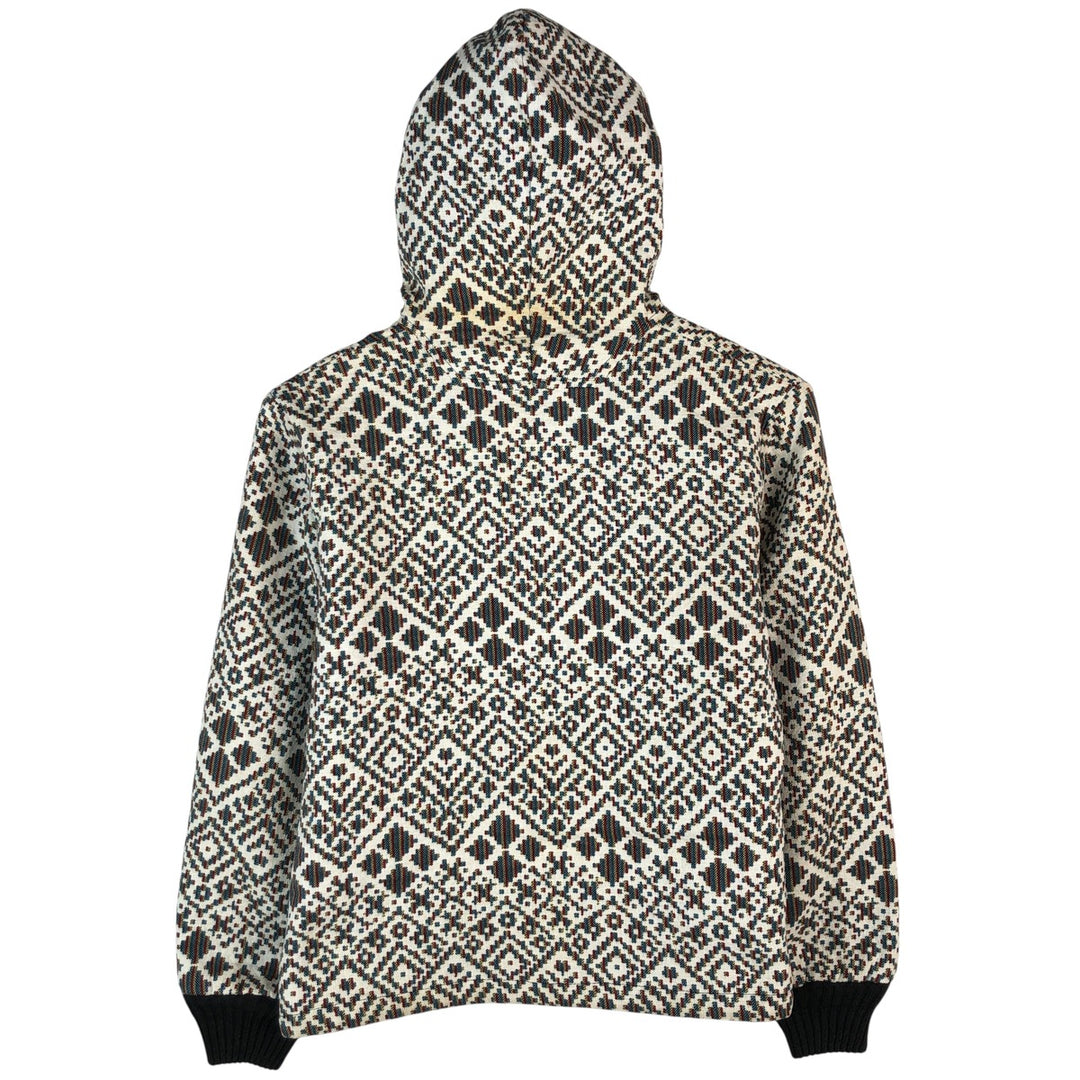 CLARK COATS All-Over Print Reversible Cotton Parka, Women's Size M unclear white type Vintage Second Hand