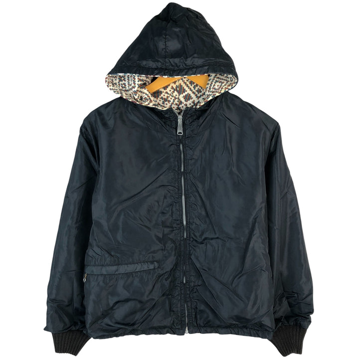 CLARK COATS All-Over Print Reversible Cotton Parka, Women's Size M unclear white type Vintage Second Hand
