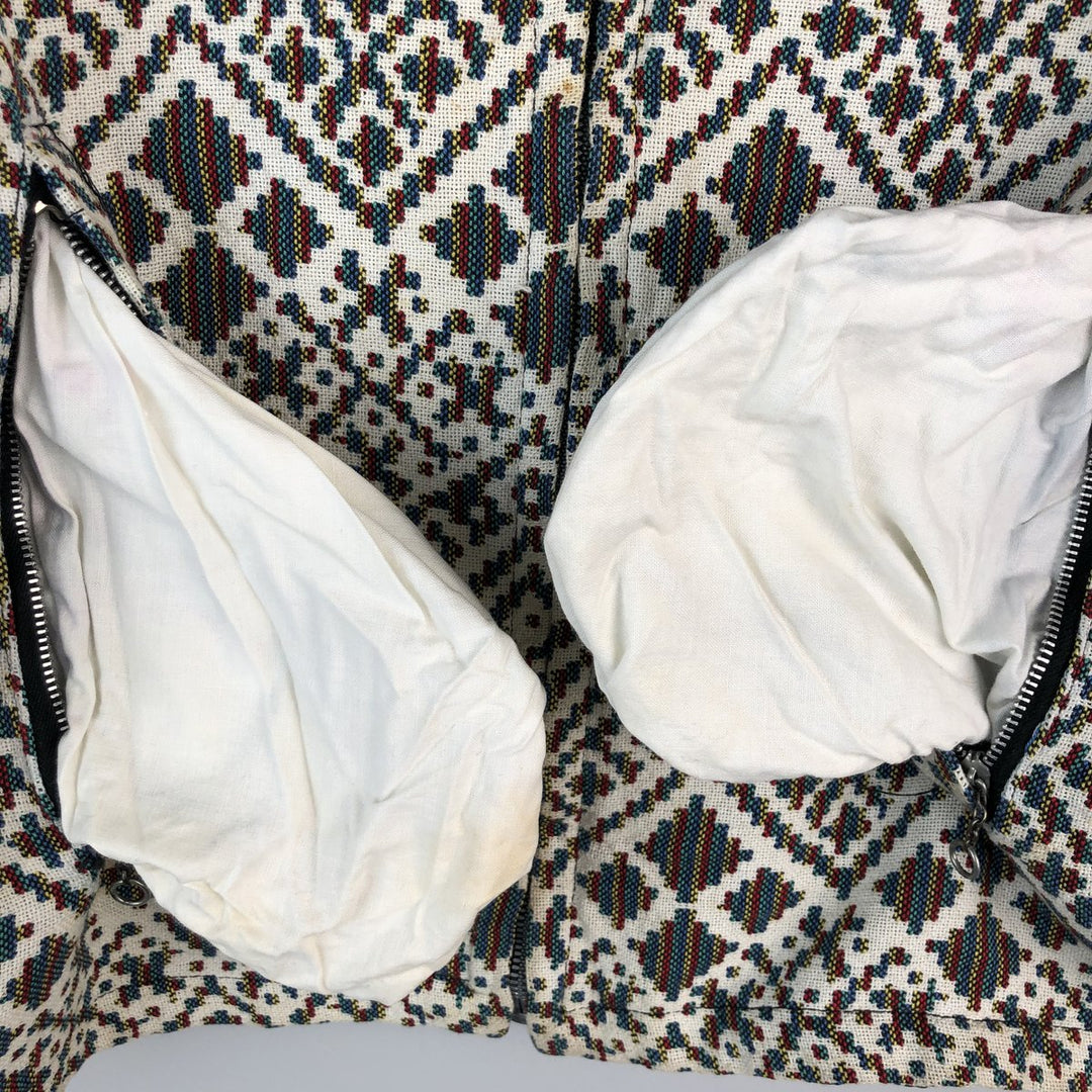 CLARK COATS All-Over Print Reversible Cotton Parka, Women's Size M unclear white type Vintage Second Hand