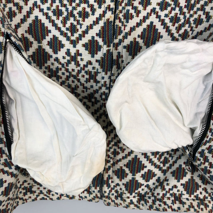CLARK COATS All-Over Print Reversible Cotton Parka, Women's Size M unclear white type Vintage Second Hand