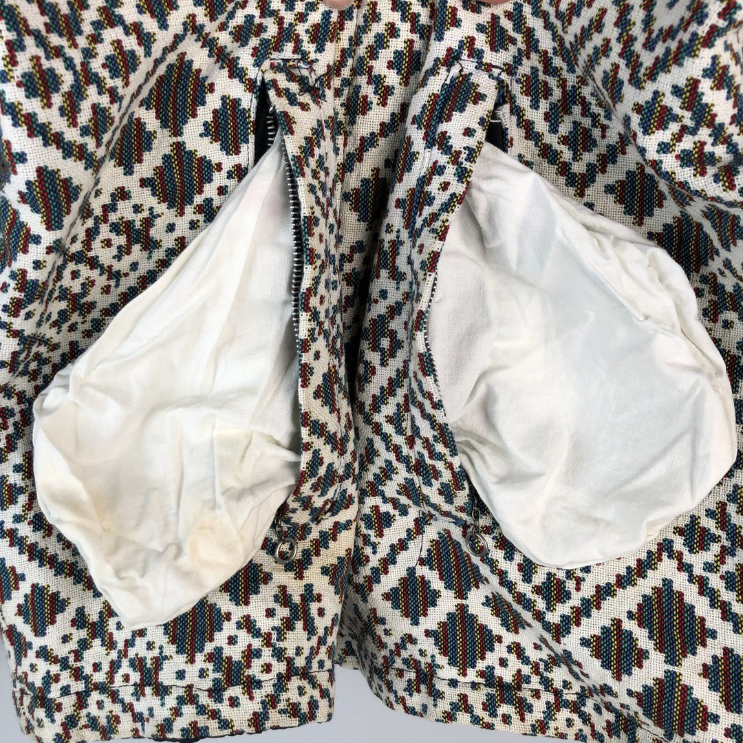 CLARK COATS All-Over Print Reversible Cotton Parka, Women's Size M unclear white type Vintage Second Hand