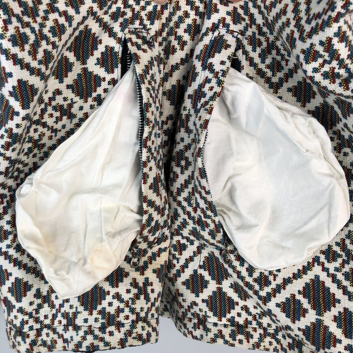 CLARK COATS All-Over Print Reversible Cotton Parka, Women's Size M unclear white type Vintage Second Hand