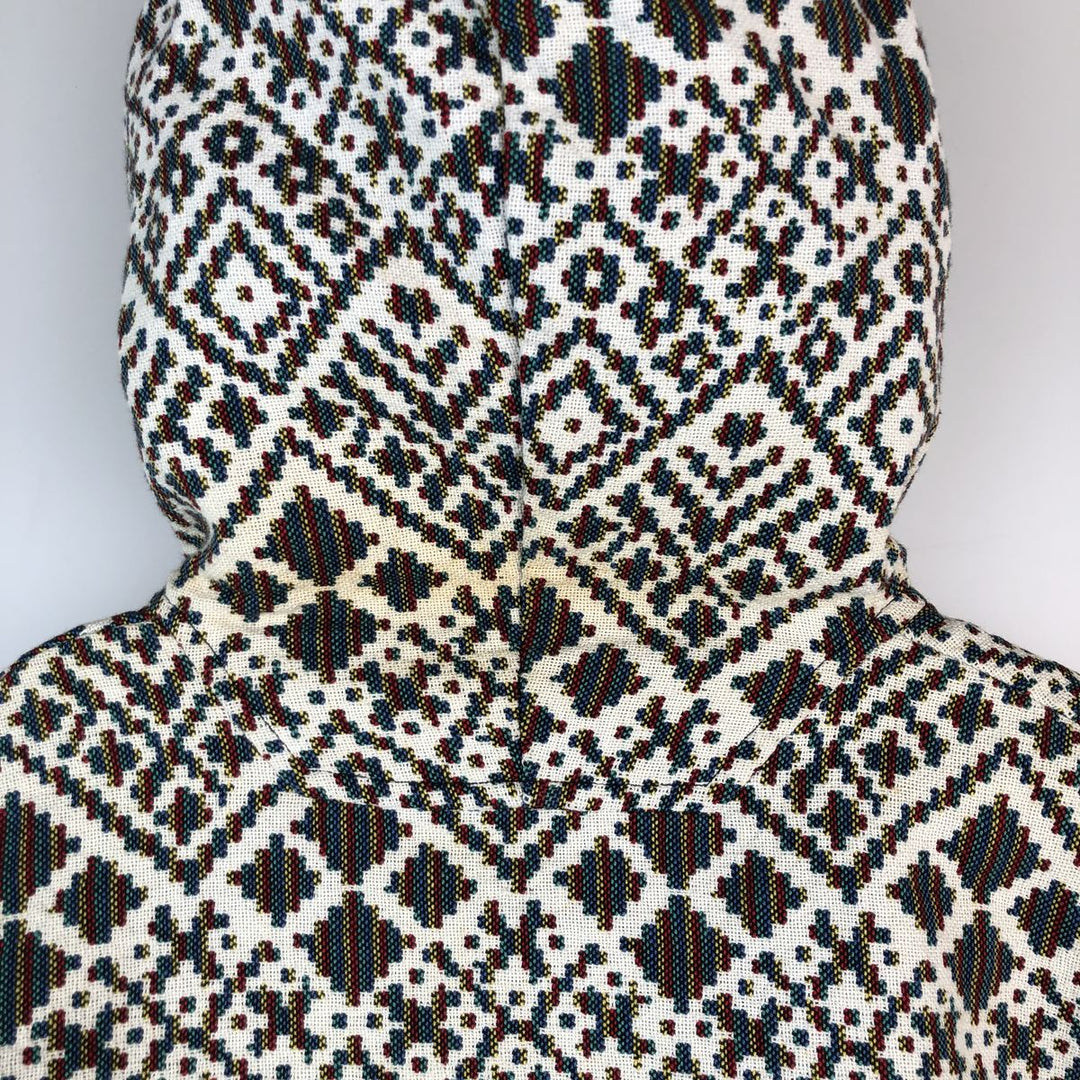 CLARK COATS All-Over Print Reversible Cotton Parka, Women's Size M unclear white type Vintage Second Hand
