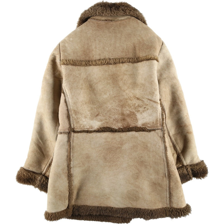 AIR COMFORT Boa Collar Sheepskin Mouton Coat, Women's Size L unclear Beige type Vintage Second Hand