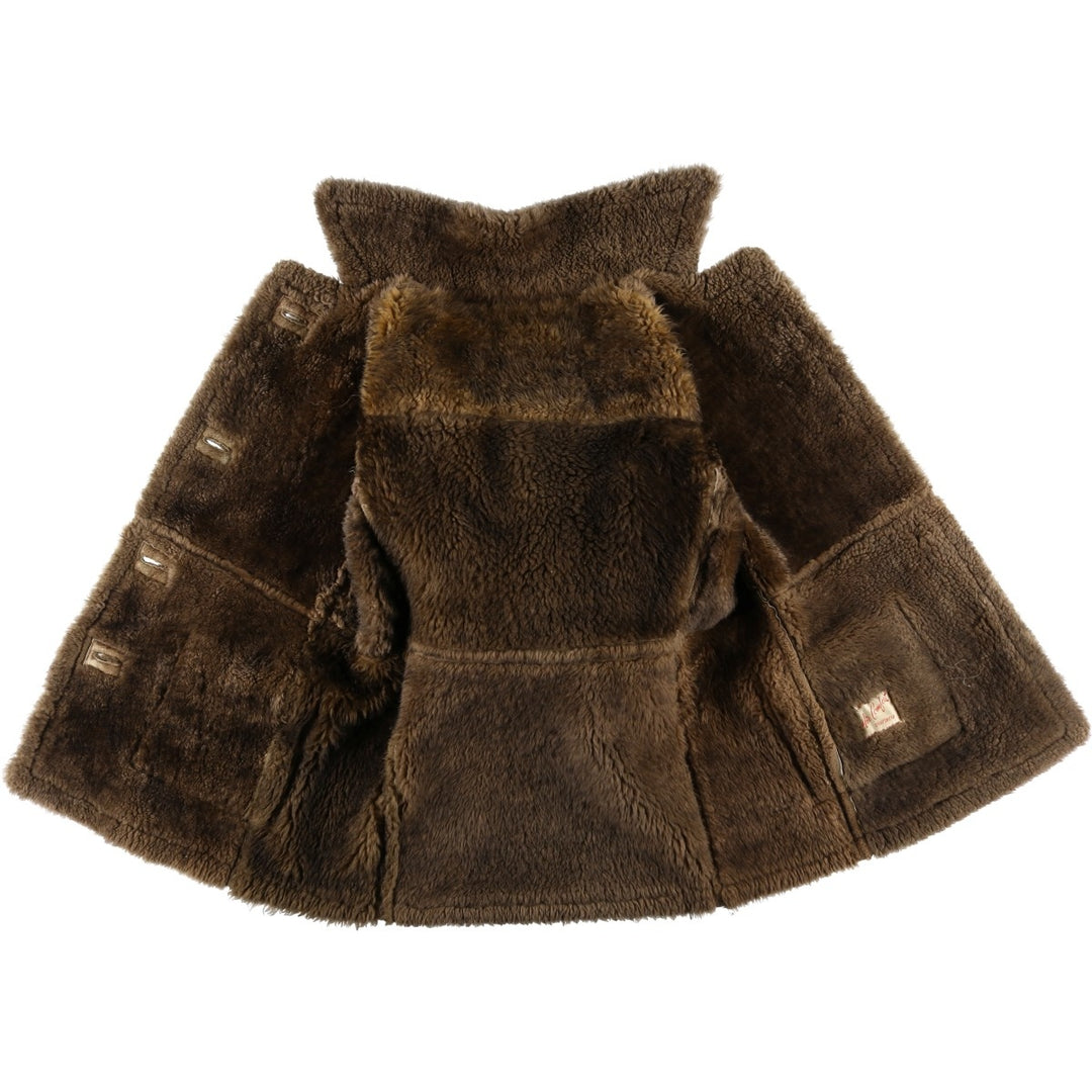 AIR COMFORT Boa Collar Sheepskin Mouton Coat, Women's Size L unclear Beige type Vintage Second Hand