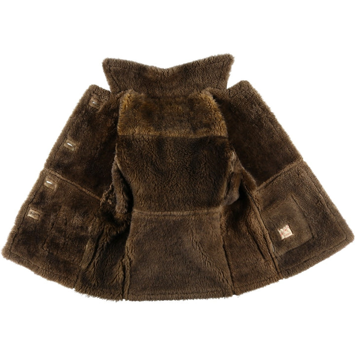 AIR COMFORT Boa Collar Sheepskin Mouton Coat, Women's Size L unclear Beige type Vintage Second Hand