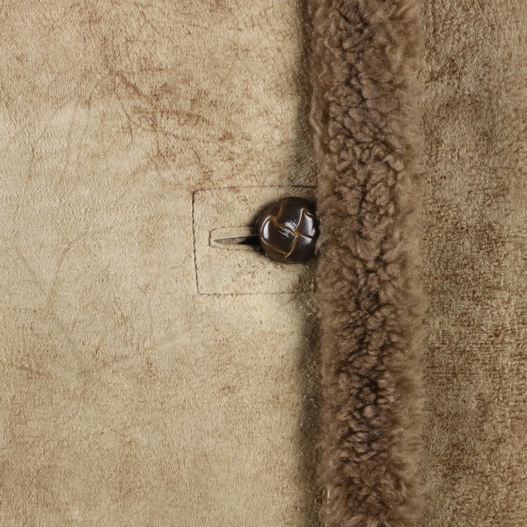 AIR COMFORT Boa Collar Sheepskin Mouton Coat, Women's Size L unclear Beige type Vintage Second Hand