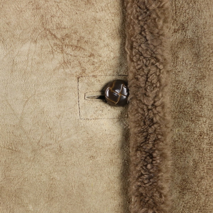 AIR COMFORT Boa Collar Sheepskin Mouton Coat, Women's Size L unclear Beige type Vintage Second Hand