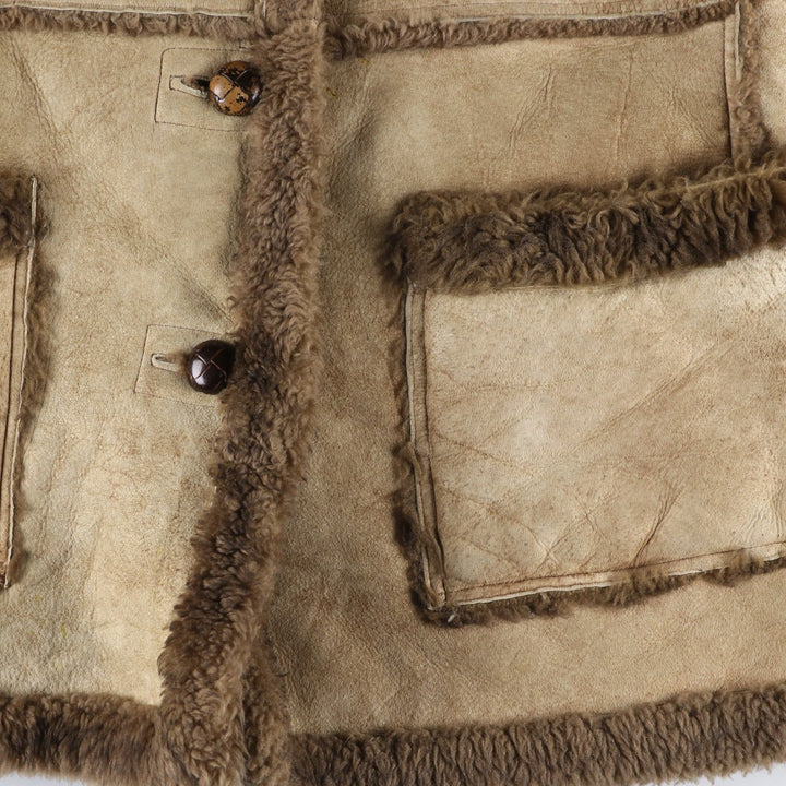 AIR COMFORT Boa Collar Sheepskin Mouton Coat, Women's Size L unclear Beige type Vintage Second Hand