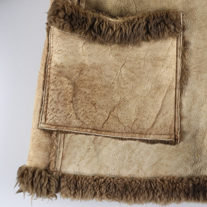 AIR COMFORT Boa Collar Sheepskin Mouton Coat, Women's Size L unclear Beige type Vintage Second Hand