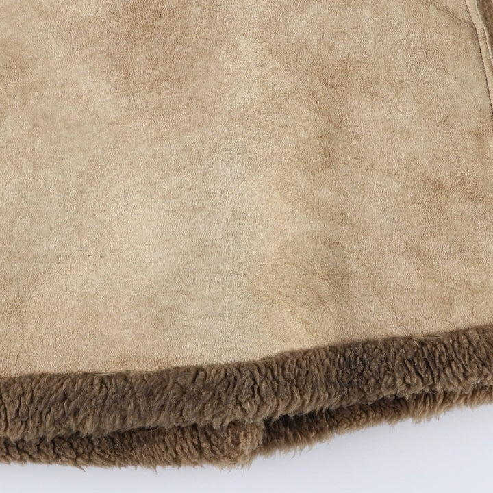 AIR COMFORT Boa Collar Sheepskin Mouton Coat, Women's Size L unclear Beige type Vintage Second Hand