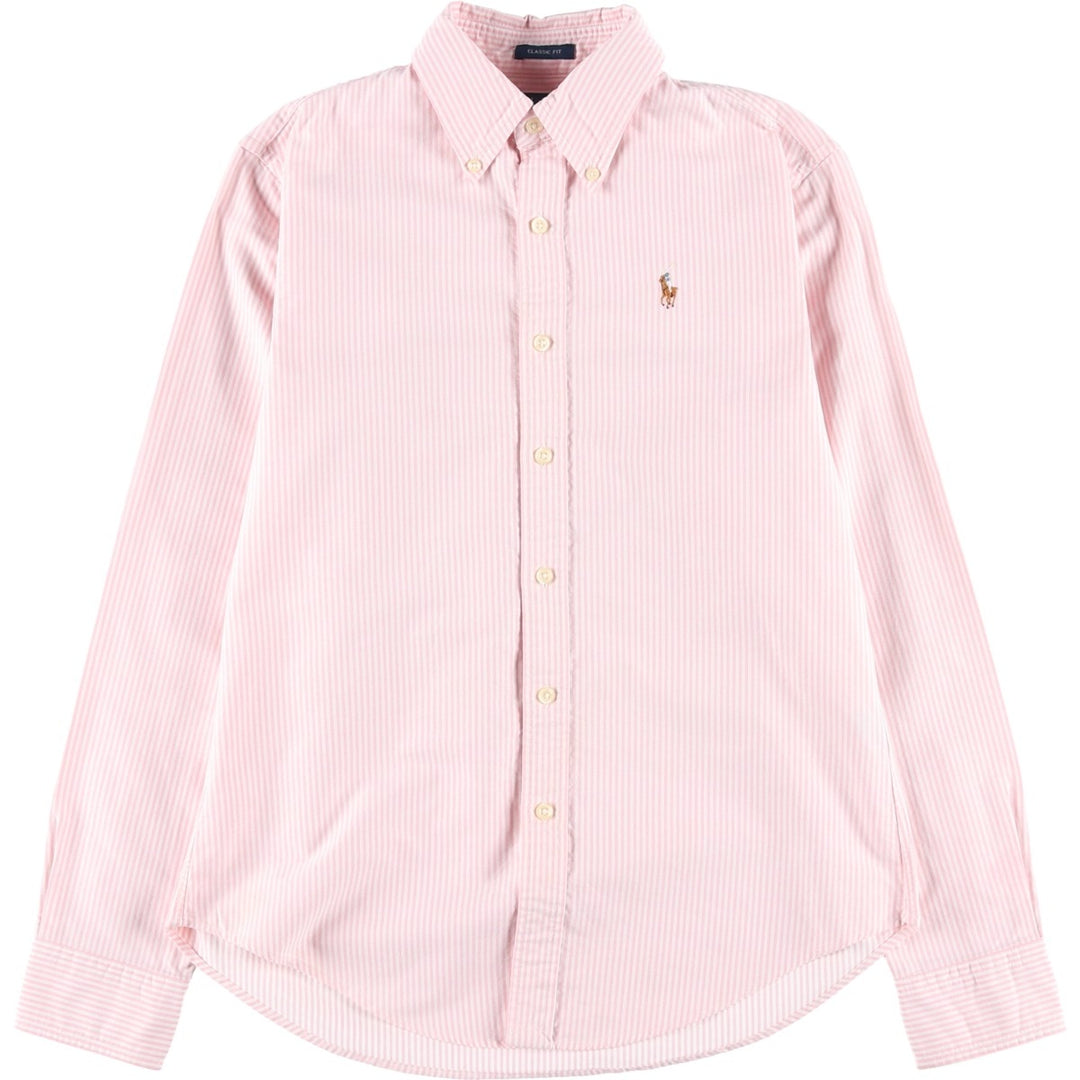 Ralph Lauren Classic Fit Long Sleeve Button-Down Striped Shirt, Women's Size Medium cotton pink type Vintage Second Hand
