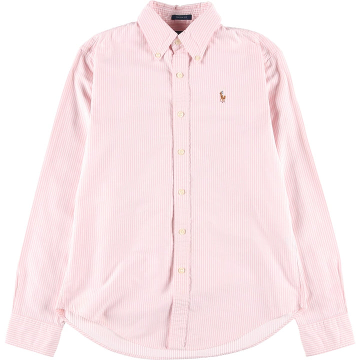 Ralph Lauren Classic Fit Long Sleeve Button-Down Striped Shirt, Women's Size Medium cotton pink type Vintage Second Hand