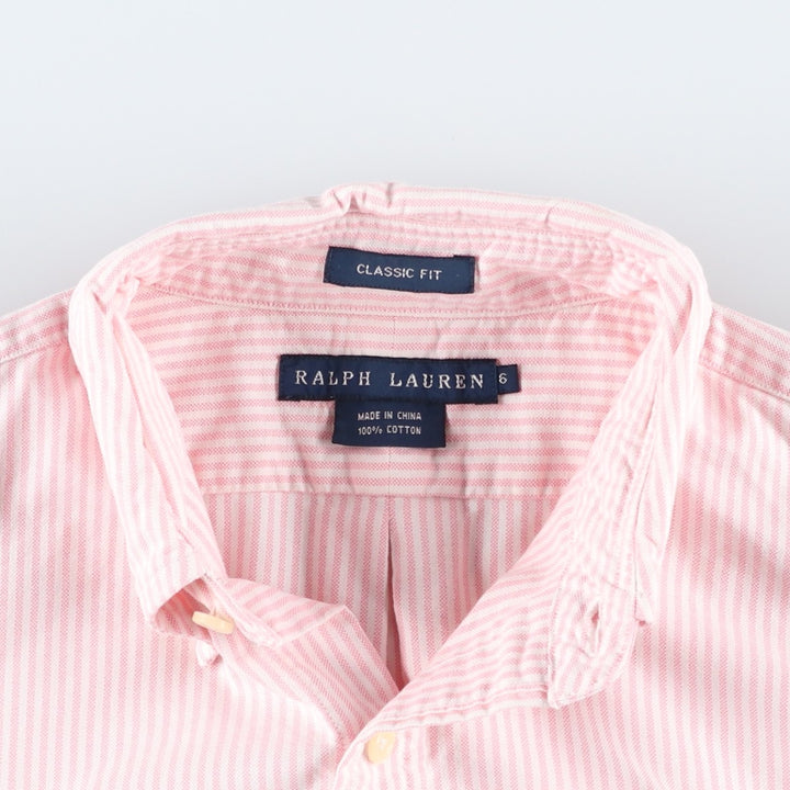 Ralph Lauren Classic Fit Long Sleeve Button-Down Striped Shirt, Women's Size Medium cotton pink type Vintage Second Hand