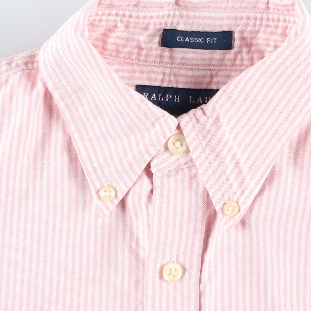 Ralph Lauren Classic Fit Long Sleeve Button-Down Striped Shirt, Women's Size Medium cotton pink type Vintage Second Hand