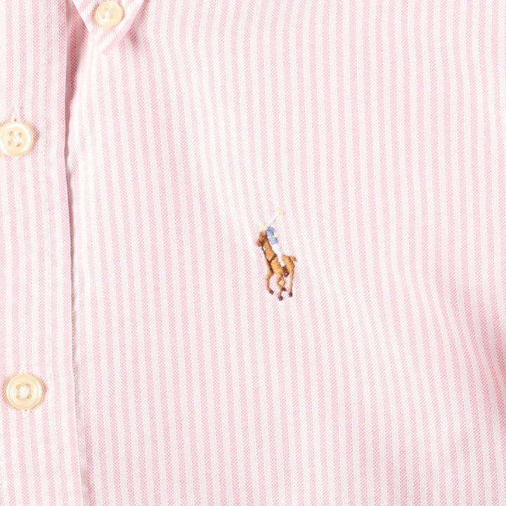 Ralph Lauren Classic Fit Long Sleeve Button-Down Striped Shirt, Women's Size Medium cotton pink type Vintage Second Hand