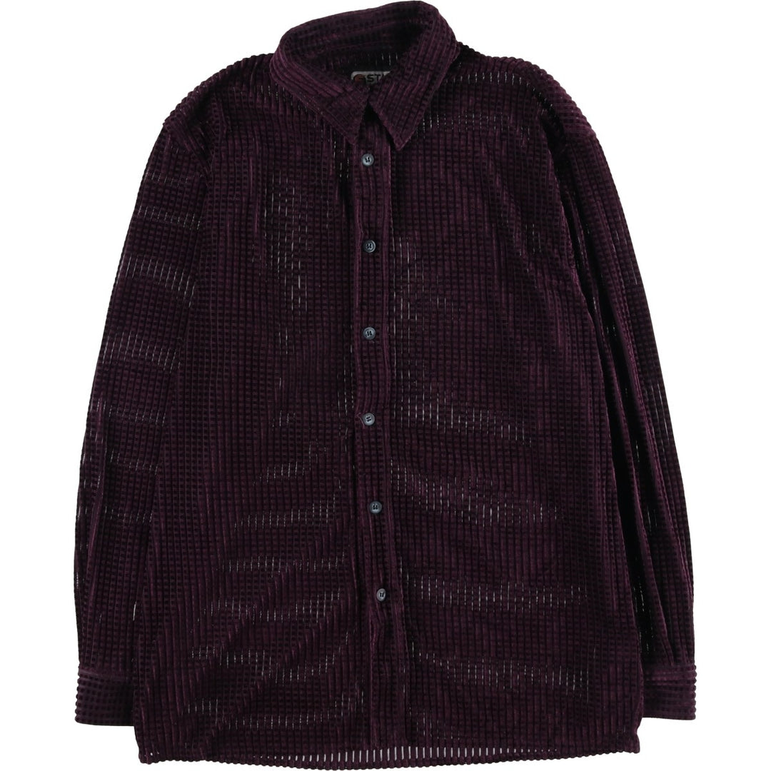 STAMP COLLECTION Long Sleeve Velvet Box Shirt, Women's Size L polyester purple type Vintage Second Hand