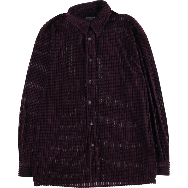 STAMP COLLECTION Long Sleeve Velvet Box Shirt, Women's Size L polyester purple type Vintage Second Hand