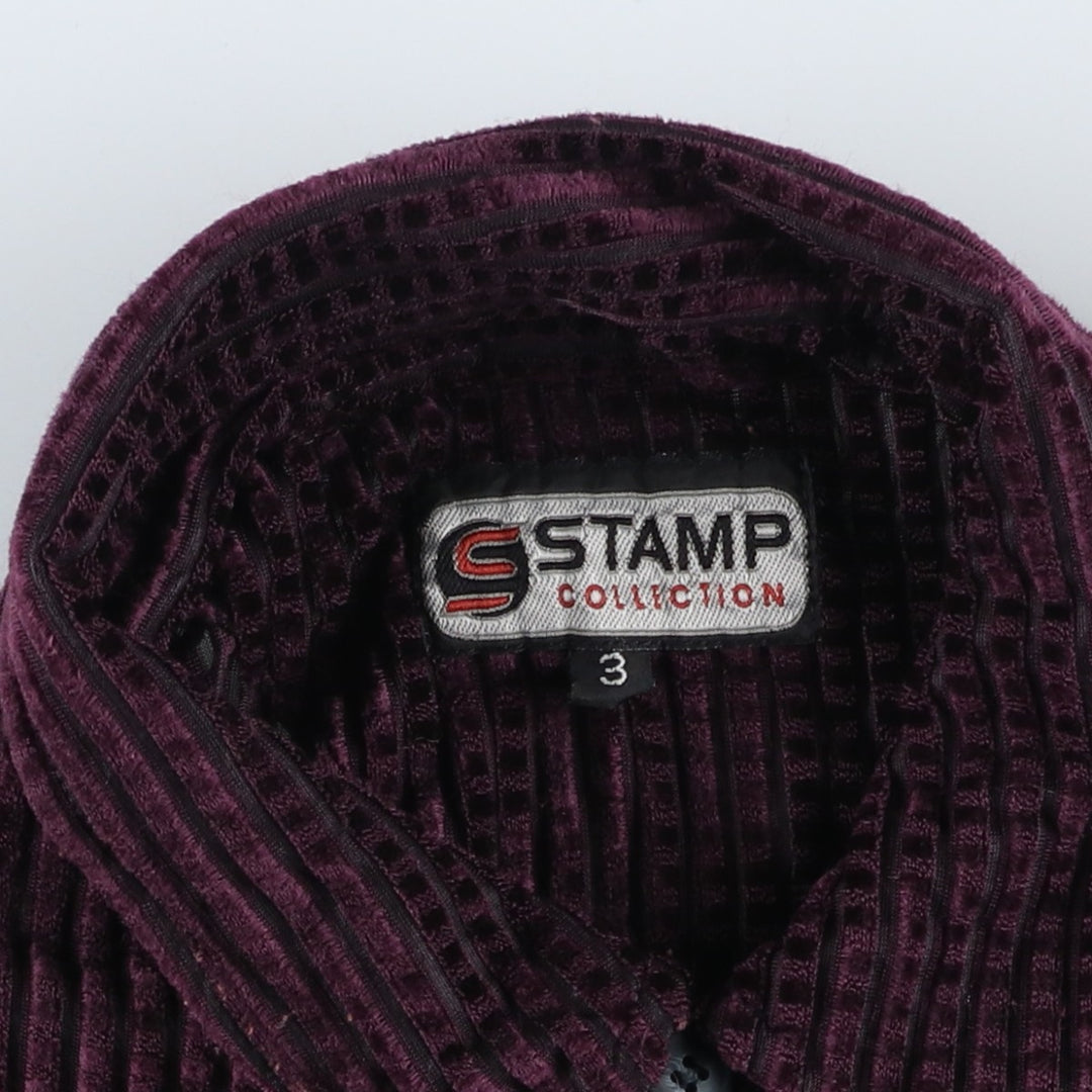 STAMP COLLECTION Long Sleeve Velvet Box Shirt, Women's Size L polyester purple type Vintage Second Hand