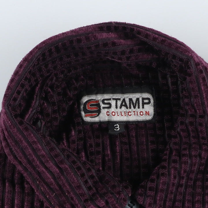 STAMP COLLECTION Long Sleeve Velvet Box Shirt, Women's Size L polyester purple type Vintage Second Hand
