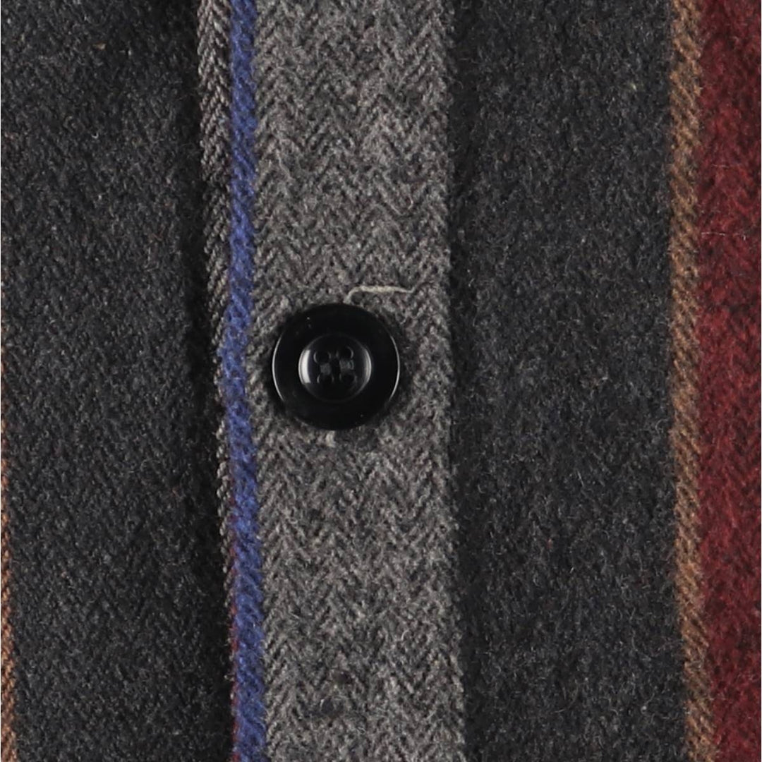 Striped Pattern Herringbone Long Sleeve Heavy Flannel Shirt, Box Shirt, Women's Size M unclear Charcoal Vintage Second Hand