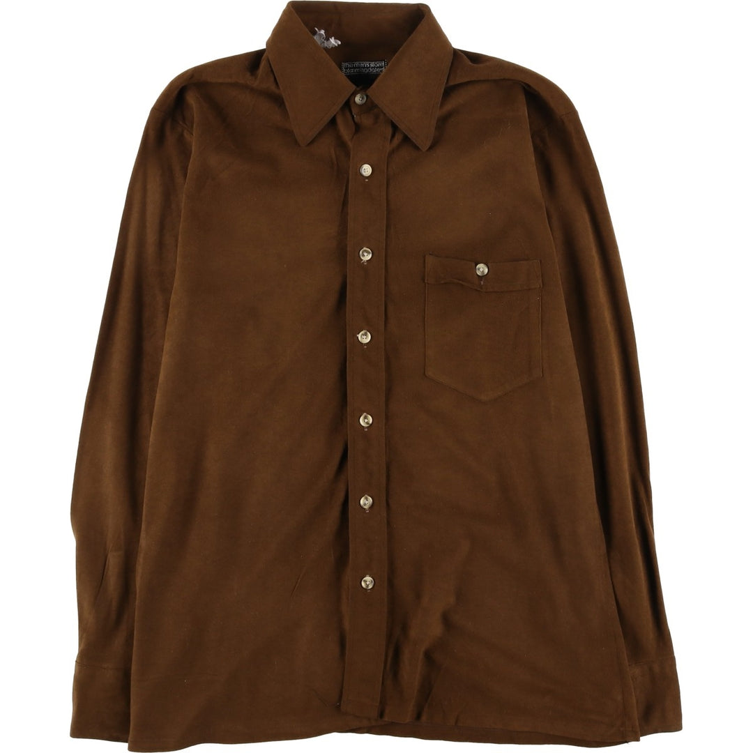 Bloomingdale's long-sleeved faux suede box shirt, size M, from the men's store unclear brown type Vintage Second Hand