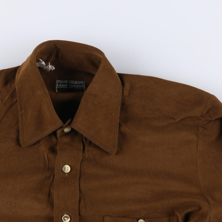 Bloomingdale's long-sleeved faux suede box shirt, size M, from the men's store unclear brown type Vintage Second Hand