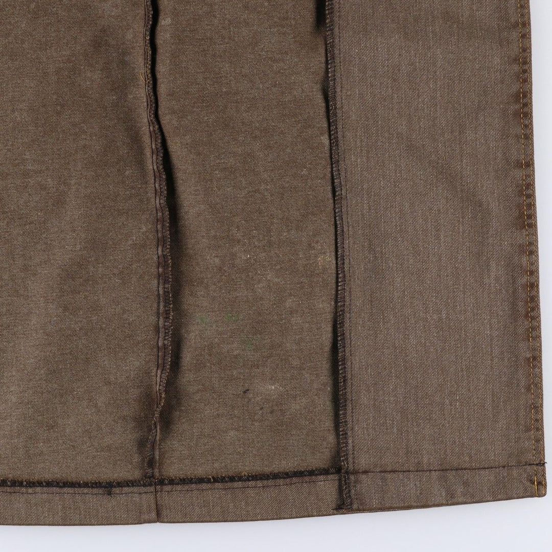 Painted denim long coat, made in the USA, women's size M cotton brown type Vintage Second Hand