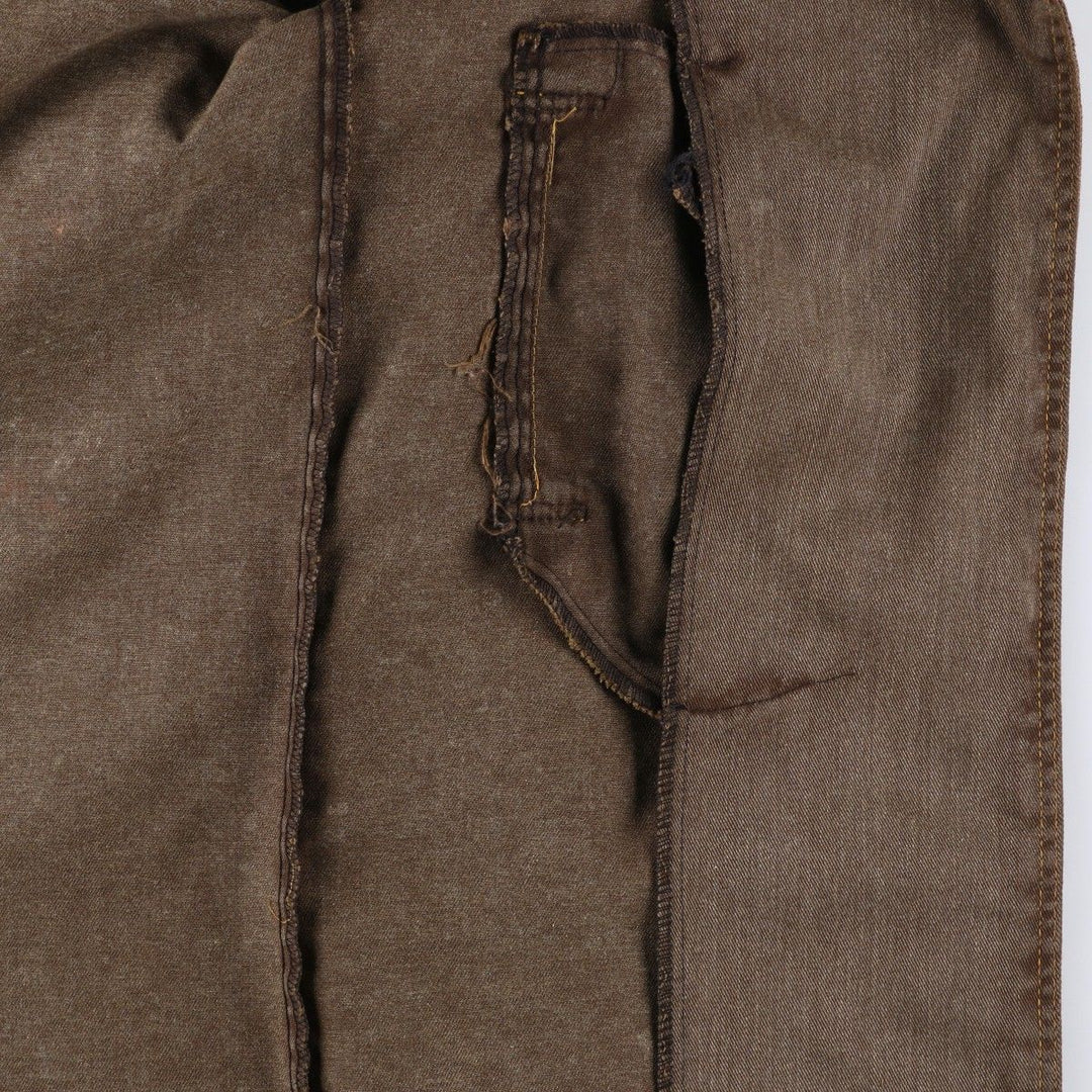 Painted denim long coat, made in the USA, women's size M cotton brown type Vintage Second Hand