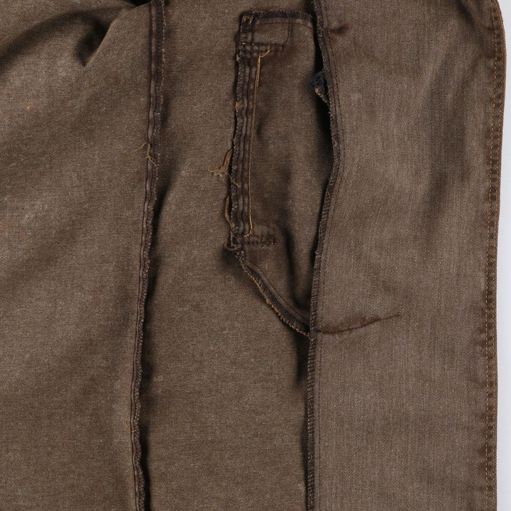 Painted denim long coat, made in the USA, women's size M cotton brown type Vintage Second Hand