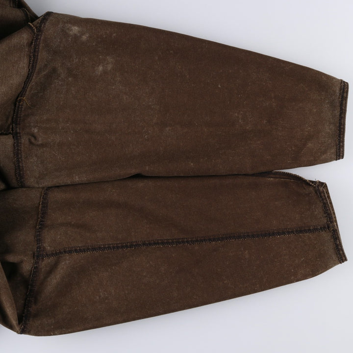 Painted denim long coat, made in the USA, women's size M cotton brown type Vintage Second Hand