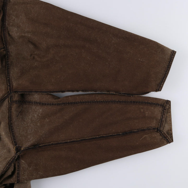 Painted denim long coat, made in the USA, women's size M cotton brown type Vintage Second Hand