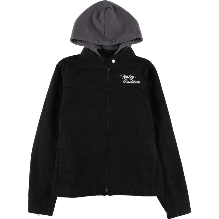 Harley-Davidson Denim Hoodie, Women's, Size L cotton black type Vintage Second Hand