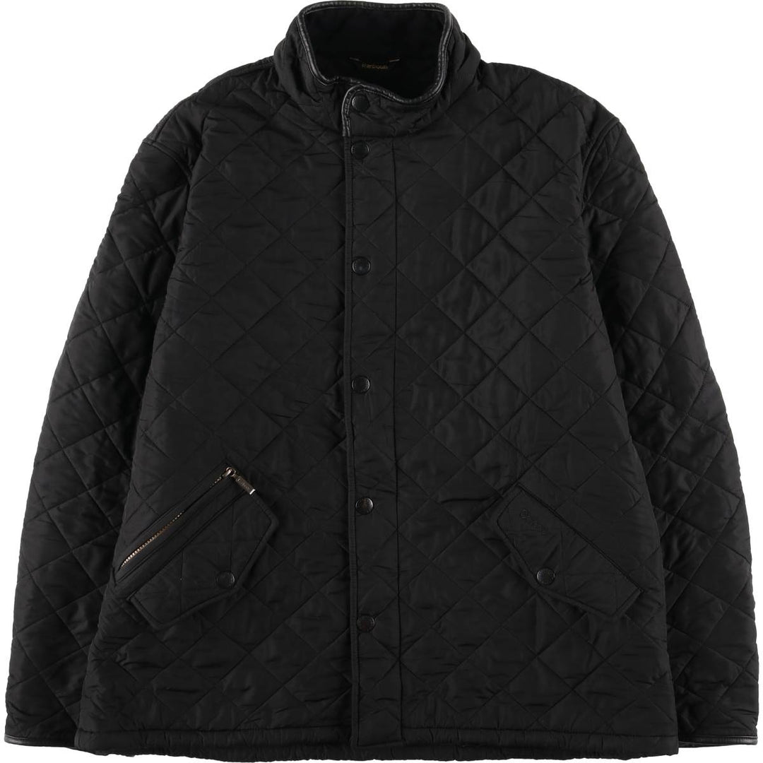 2000'S Barbour POWELL QUILT 3-Warrant Quilted Puffer Jacket, Men's XXL equivalent. polyester black type Vintage Second Hand