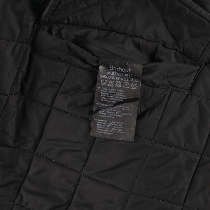 2000'S Barbour POWELL QUILT 3-Warrant Quilted Puffer Jacket, Men's XXL equivalent. polyester black type Vintage Second Hand