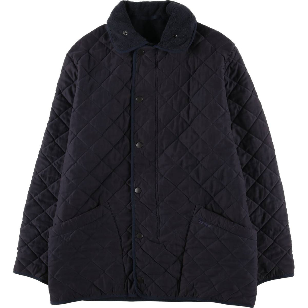 2000'S Barbour Microfibre Polarquilt Long 3-Warrant Quilted Puffer Jacket, Men's Size XL (approx.) polyester navy blue type Vintage Second Hand