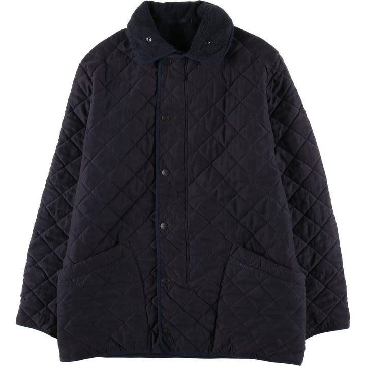 2000'S Barbour Microfibre Polarquilt Long 3-Warrant Quilted Puffer Jacket, Men's Size XL (approx.) polyester navy blue type Vintage Second Hand