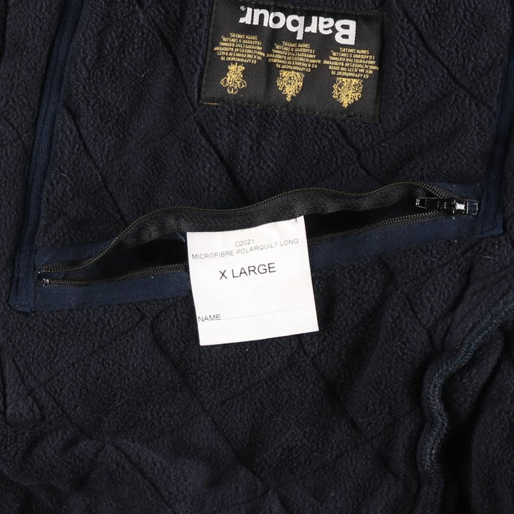 2000'S Barbour Microfibre Polarquilt Long 3-Warrant Quilted Puffer Jacket, Men's Size XL (approx.) polyester navy blue type Vintage Second Hand