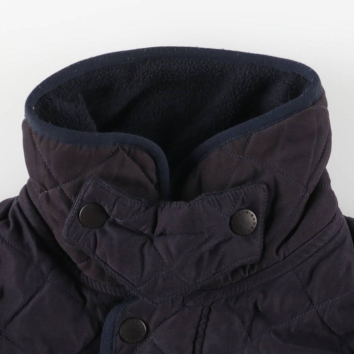 2000'S Barbour Microfibre Polarquilt Long 3-Warrant Quilted Puffer Jacket, Men's Size XL (approx.) polyester navy blue type Vintage Second Hand