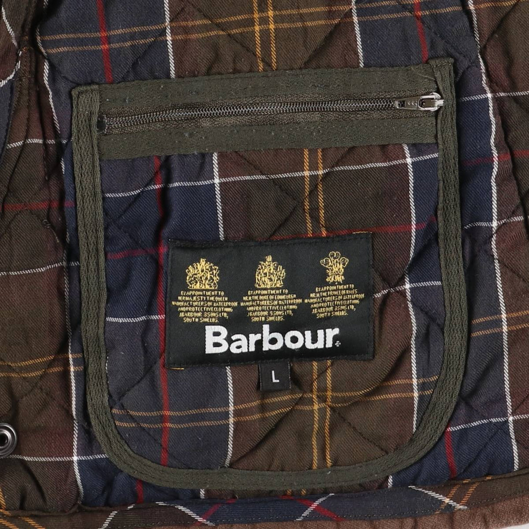 Barbour LIDDESDALE 3-Warrant Quilted Puffer Jacket, Men's Size L (approx.) cotton Khaki type brown Vintage Second Hand