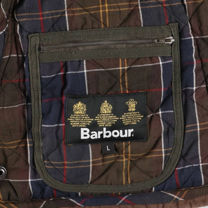 Barbour LIDDESDALE 3-Warrant Quilted Puffer Jacket, Men's Size L (approx.) cotton Khaki type brown Vintage Second Hand