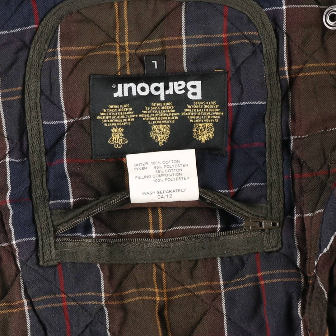 Barbour LIDDESDALE 3-Warrant Quilted Puffer Jacket, Men's Size L (approx.) cotton Khaki type brown Vintage Second Hand