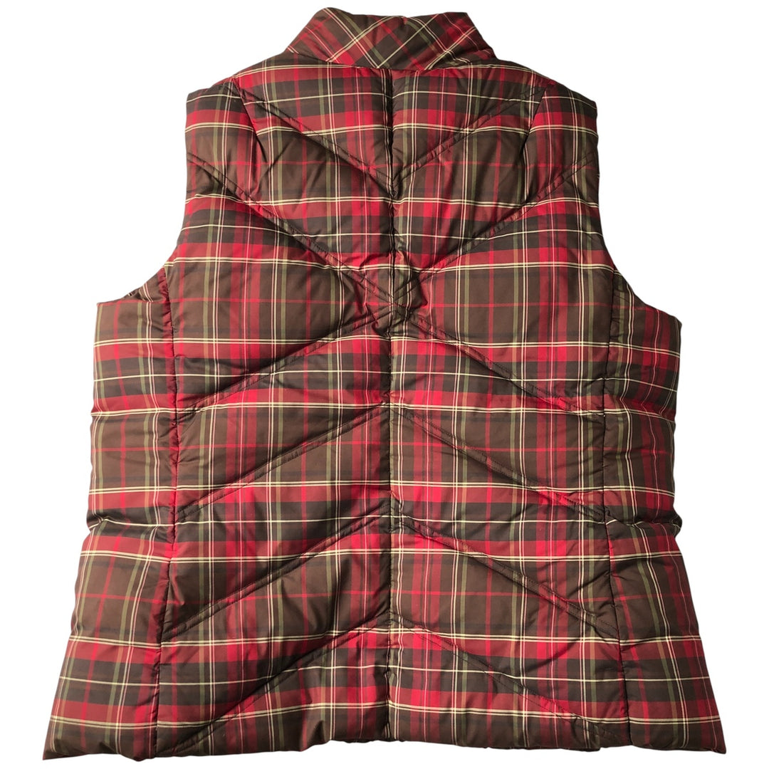 Eddie Bauer Tartan Check Goose Down Vest, Men's XL polyester red type Vintage Second Hand
